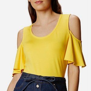 Karen Millen Cold Shoulder, Yellow Ruffle Sleeve … - image 1